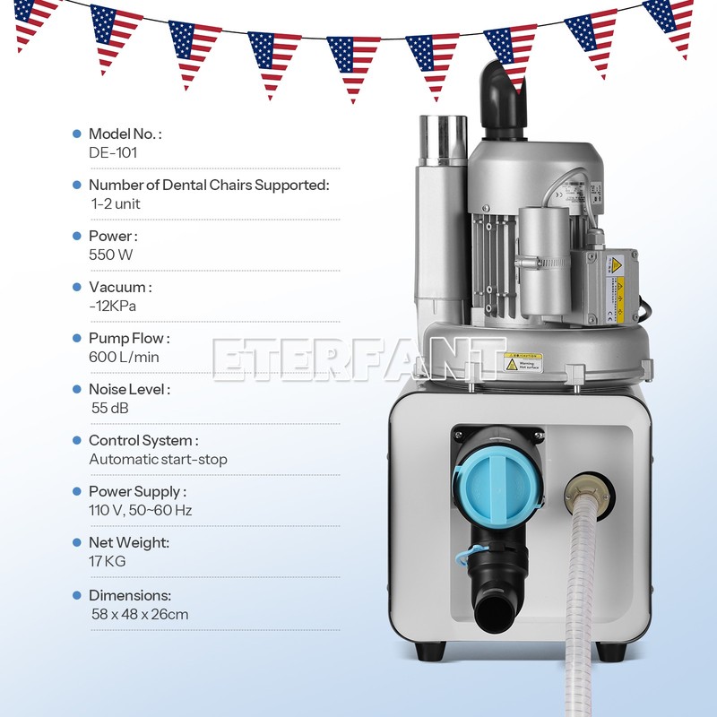 Dental Electric Semi-Dry Type Suction Machine Vacuum System DE101 600L/min gallery