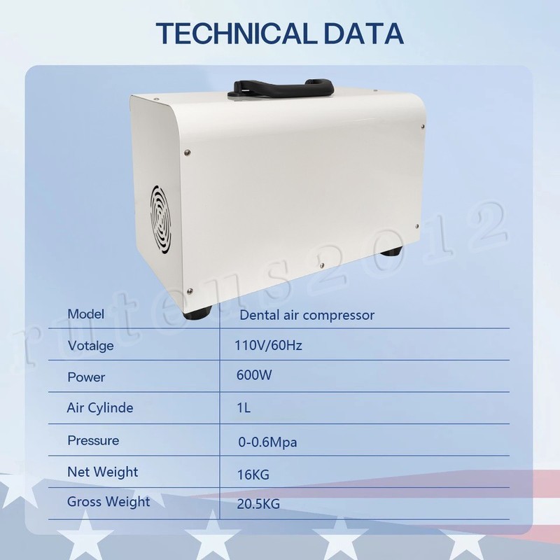 Portable Dental Silent Oilless Air Compressor with Handle 110V gallery