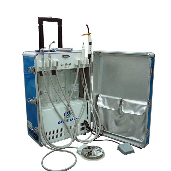 Greeloy Portable Dental Unit with Air Compressor +Dental Chair+Handpieces Set 4H gallery