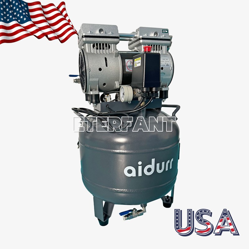 Portable Dental Suction Machine Vacuum System/50L Silent Oil-Free Air Compressor gallery