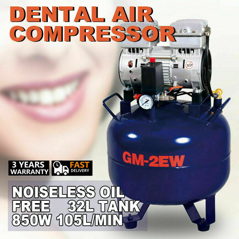 NEW Dental Medical Air Compressor Silence Compress Oilless 32L Volume, Noiseless