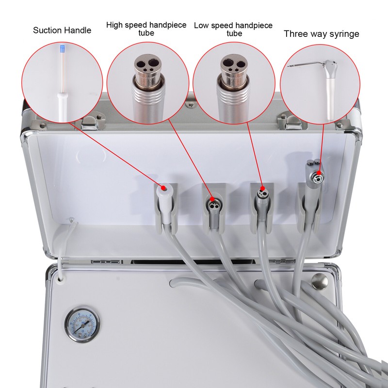 Portable Dental Unit with Air Compressor Surgery Turbine Units 4 Holes US gallery