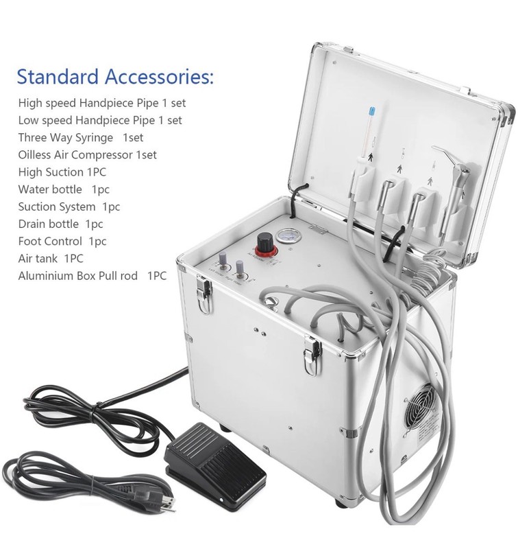 Portable Oil-Free Dental Air Compressor with Suction System for Dentistry