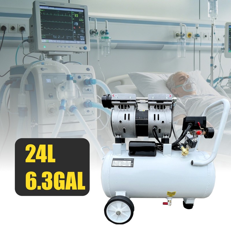 550W 24L Portable Dental Medical Air Compressor Oil Free Tank for Dental Use