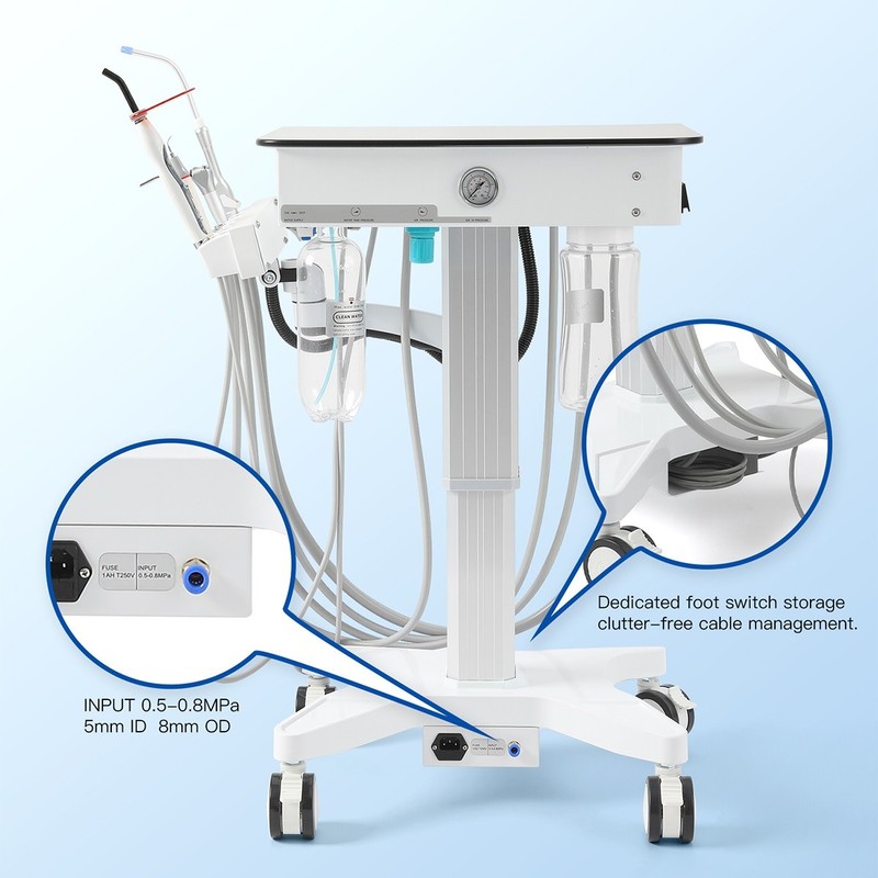 Dental Mobile Delivery Cart Unit System With Curing Light /Silent Air Compressor gallery