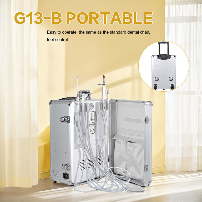 Portable Dental Unit Oil-free Air Compressor G13-B+LED Curing Light+A Scaler 2H gallery
