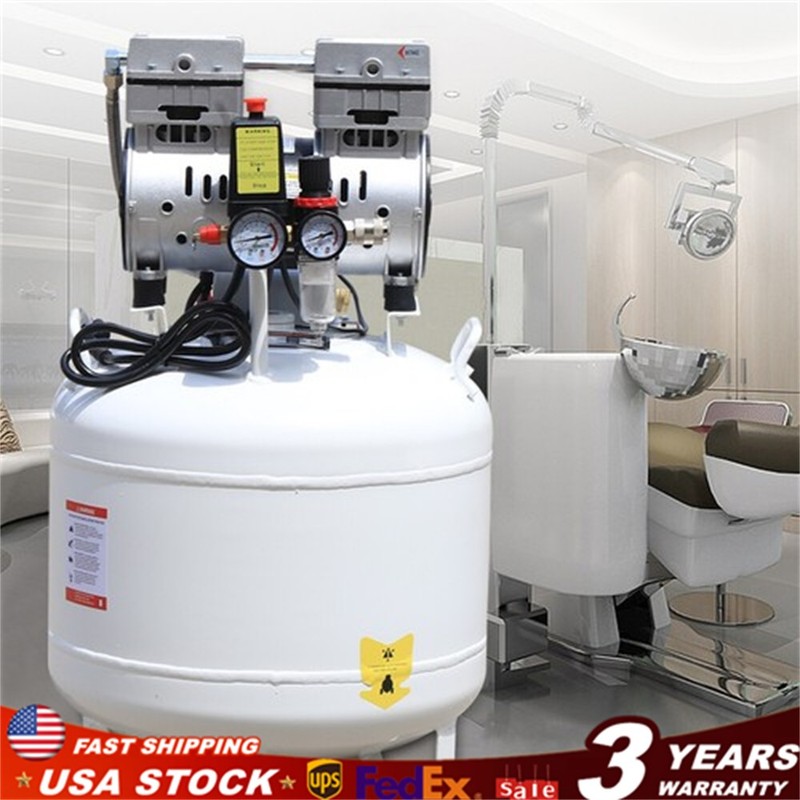 40L Portable Dental Air Compressor Oil Free Silent Air Pump 115 PSI