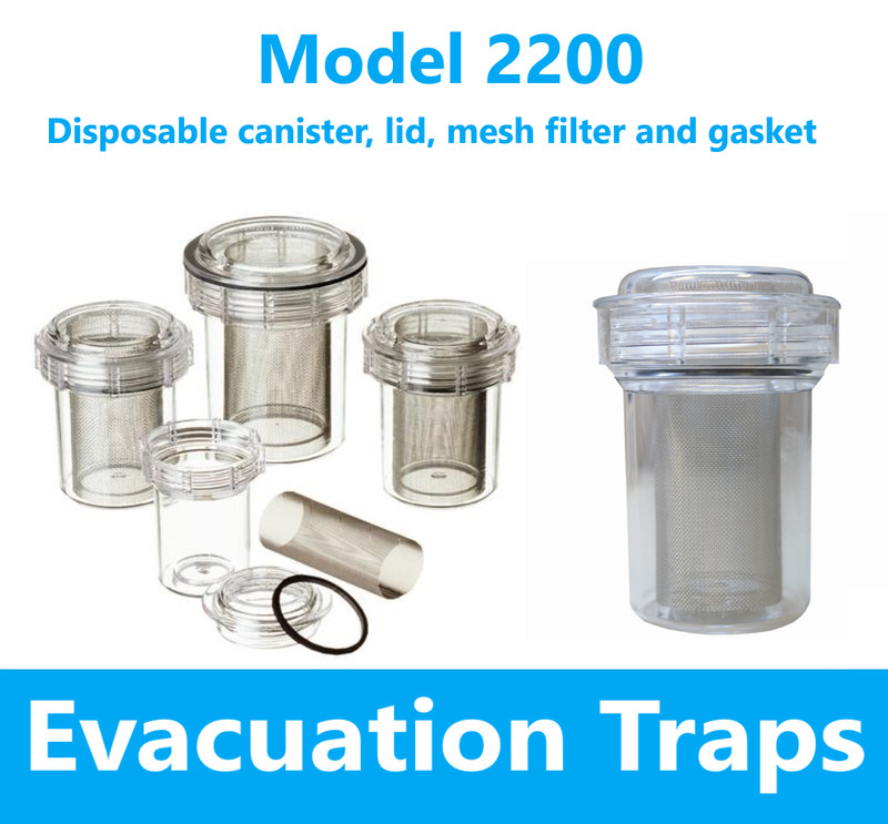 Dental Evacuation Canister Type Evacuation Traps 2-3/4″ x 3-5/8″ #2200