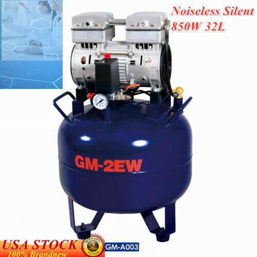 32L Portable Dental Medical Air Compressor Oil Free Tank Noiseless 110V 850W New gallery