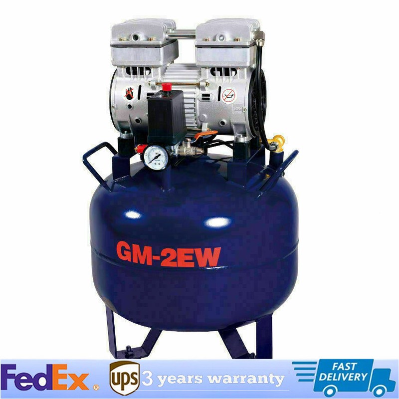 32L Portable Dental Medical Air Compressor Oil Free Tank Noiseless 110V 850W New