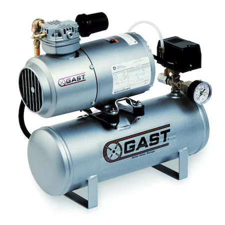 Gast 1Laa-251T-M100x Electric Air Compressor, Tank Mounted