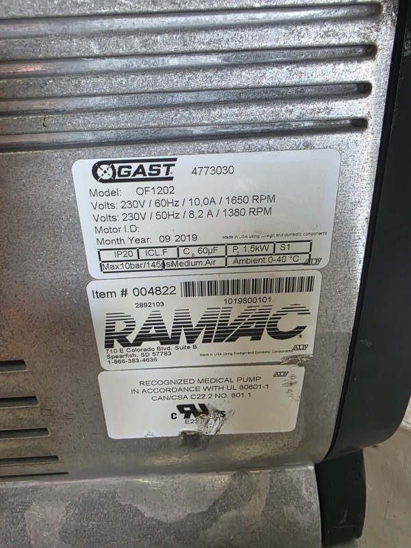 Ramvac Osprey Dental Compressor Gast Head OSP28B gallery