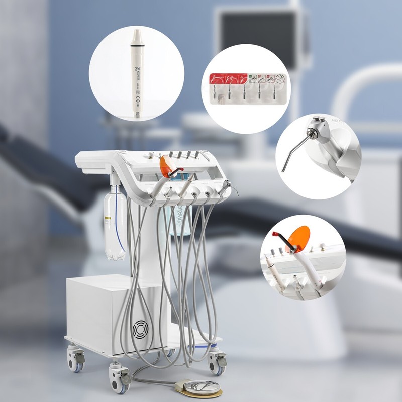 Portable Dental Delivery Unit Cart Air Compressor Cabinet Scaler & Curing Light gallery