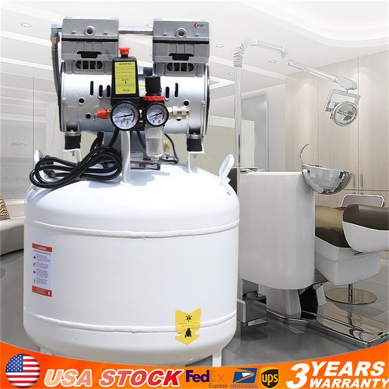 40L Portable Dental Air Compressor Oil Free Silent Air Pump 115 PSI