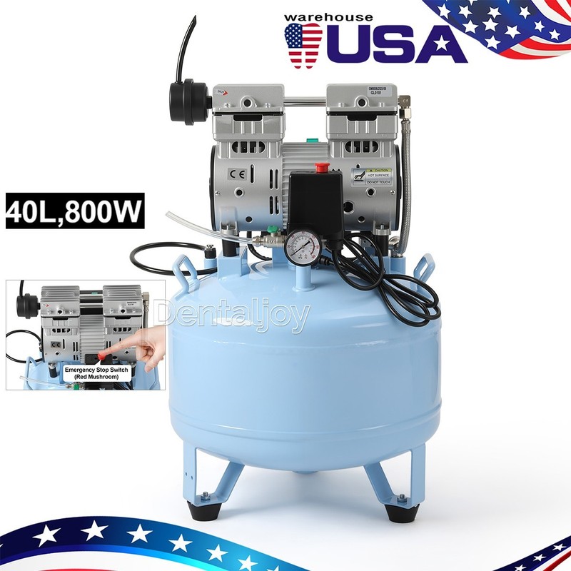 40L Portable Dental Air Compressor Oil Free Silent Air Pump 155 L/min