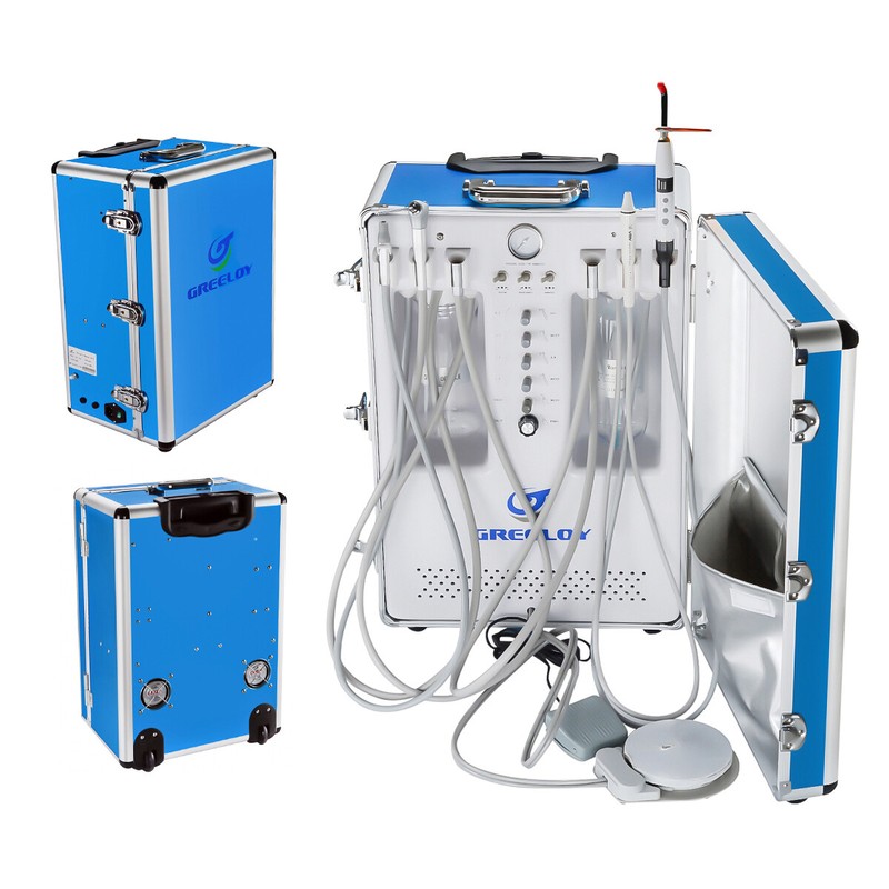 GU-P206S Portable Dental Unit Air Compressor + High Low Speed Handpiece Kits 4H gallery