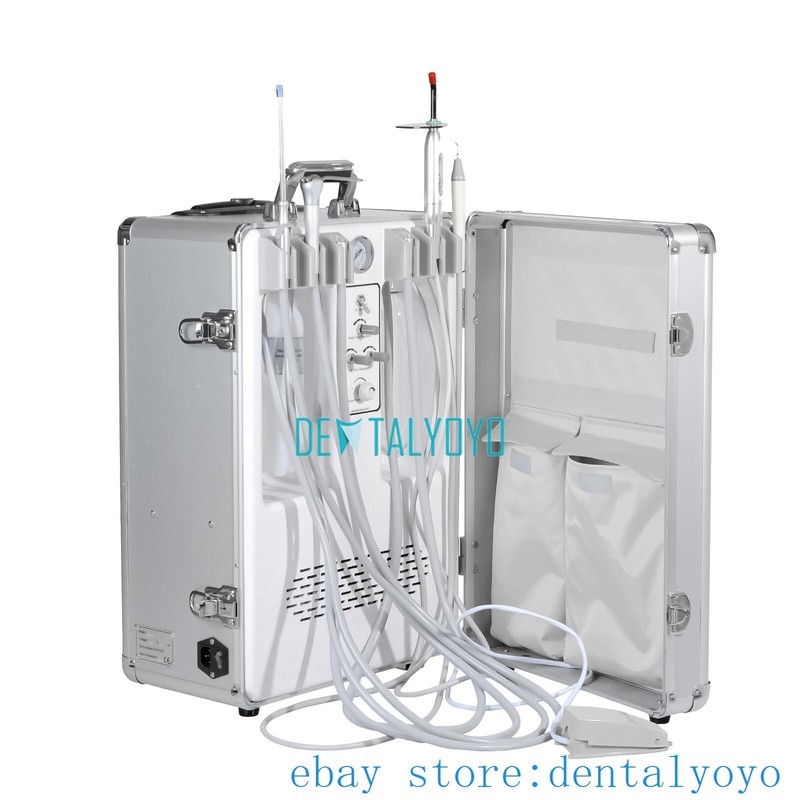 Portable Mobile Dental Unit with Compressor with Curing Light + Scaler Handpiece gallery