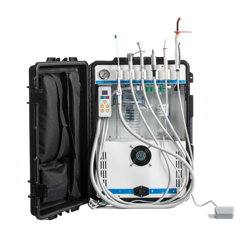 Portable Dental Unit with Built-in Air Compressor GU-P208+Scaler+Curing Light 2H gallery