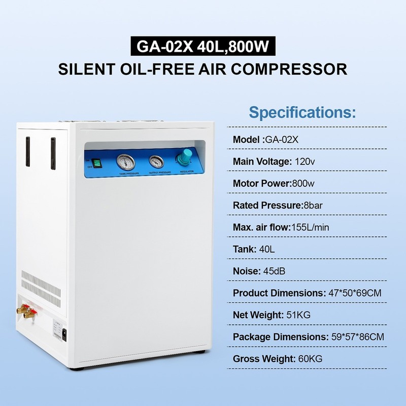 40L Portable Dental Chair Air Compressor Oil-Free Silent Cabinet Pump 800W gallery