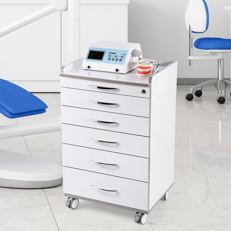 Portable Dental Mobile Delivery Unit Air Compressor 4Hole/5 Drawers Trolley gallery