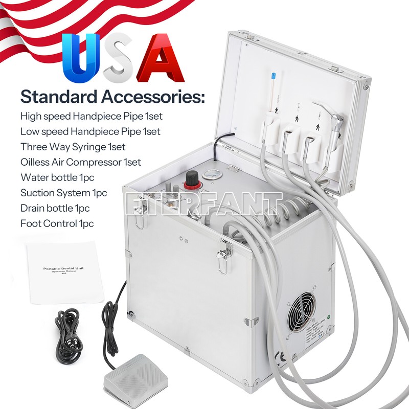 Dental Portable Delivery Unit Air Compressor Suction System 4 Holes BD-402 US gallery