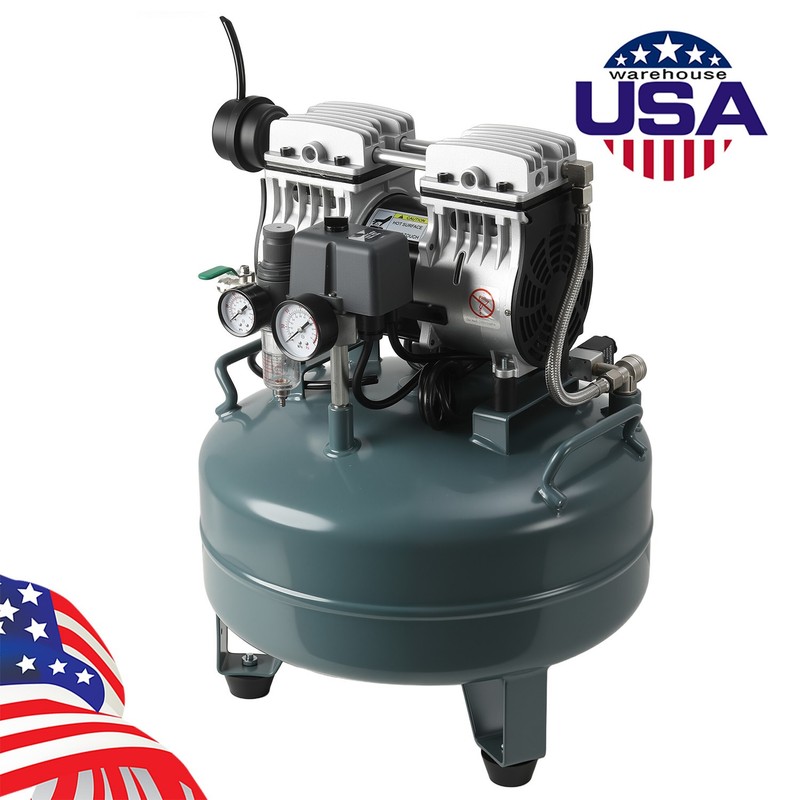 40L/24L Portable Dental Air Compressor Oil Free Silent Air Pump Dual-Pressure gallery