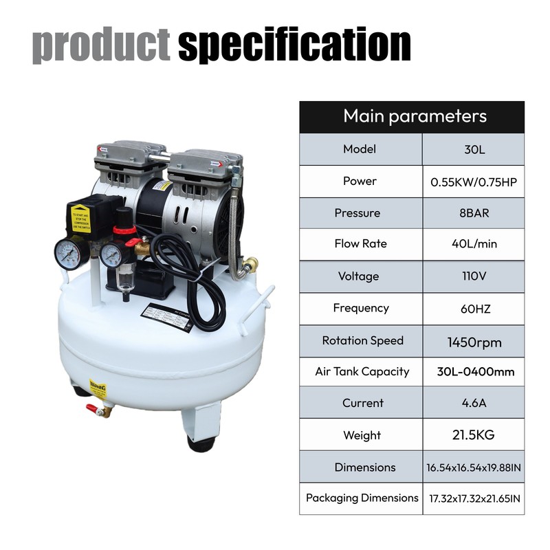 30L Dental Oil-Free Air Compressor Silent Medical Pump Low Noise for Chairs gallery