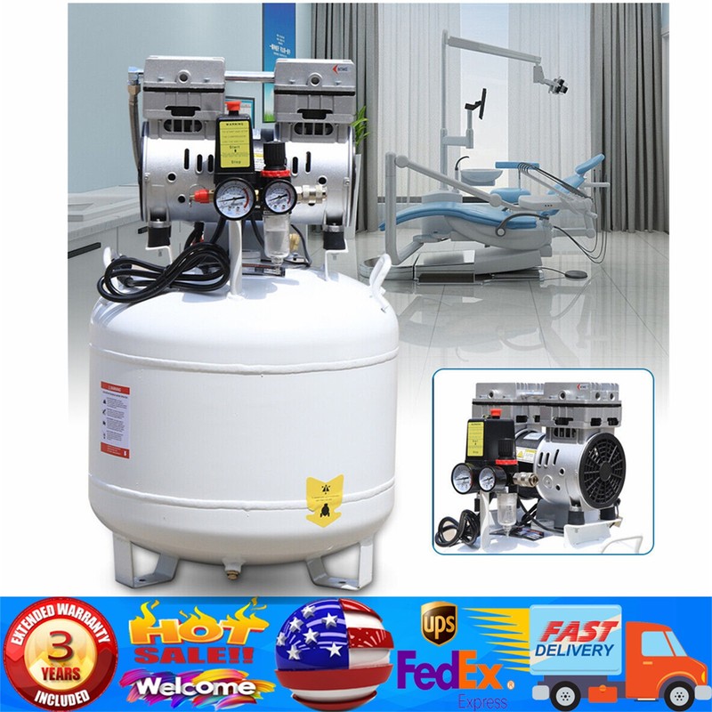 40L Dental Medical Air Compressor Silent Air Compressor Oilless 0.75KW 115PSI.