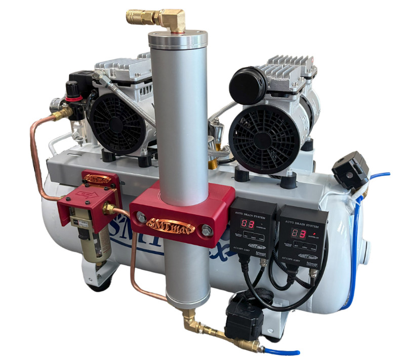 2HP 12 Gallon Oil-Free Dental Air Compressor Auto Dryer Auto Drain 220V