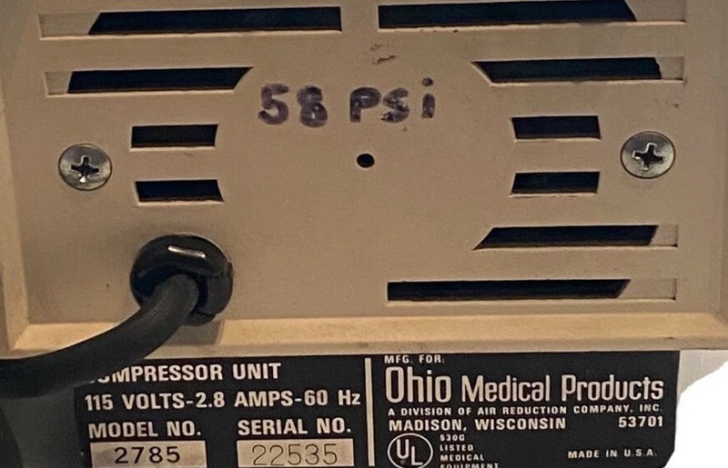 Vintage Ohio Medical AIRCO Compressor Model 2785 Hand-E-Vent Oil-Less Air Pump gallery