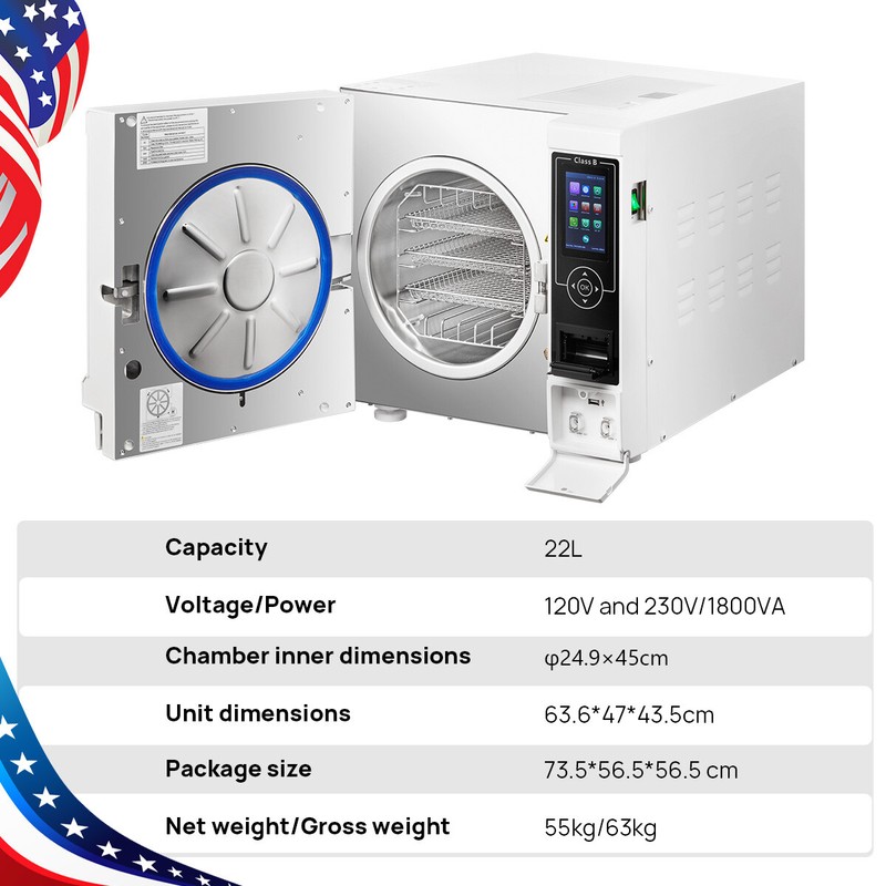 Dental Autoclave Steam Sterilizer Class B 22L /Vacuum Forming Molding Machine gallery