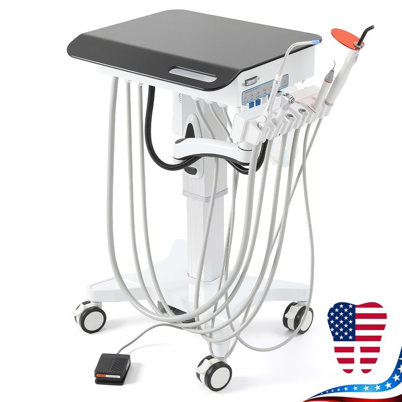Dental Mobile Delivery Cart Unit System With Curing Light /Silent Air Compressor