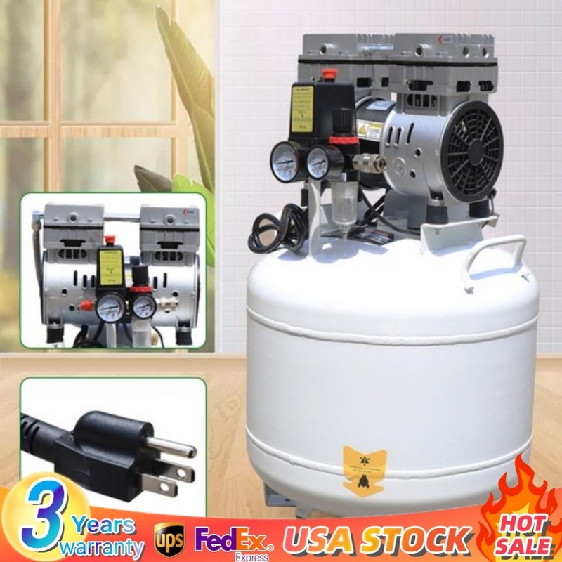 40L Portable Dental Air Compressor Oil Free Silent Air Pump 115 PSI