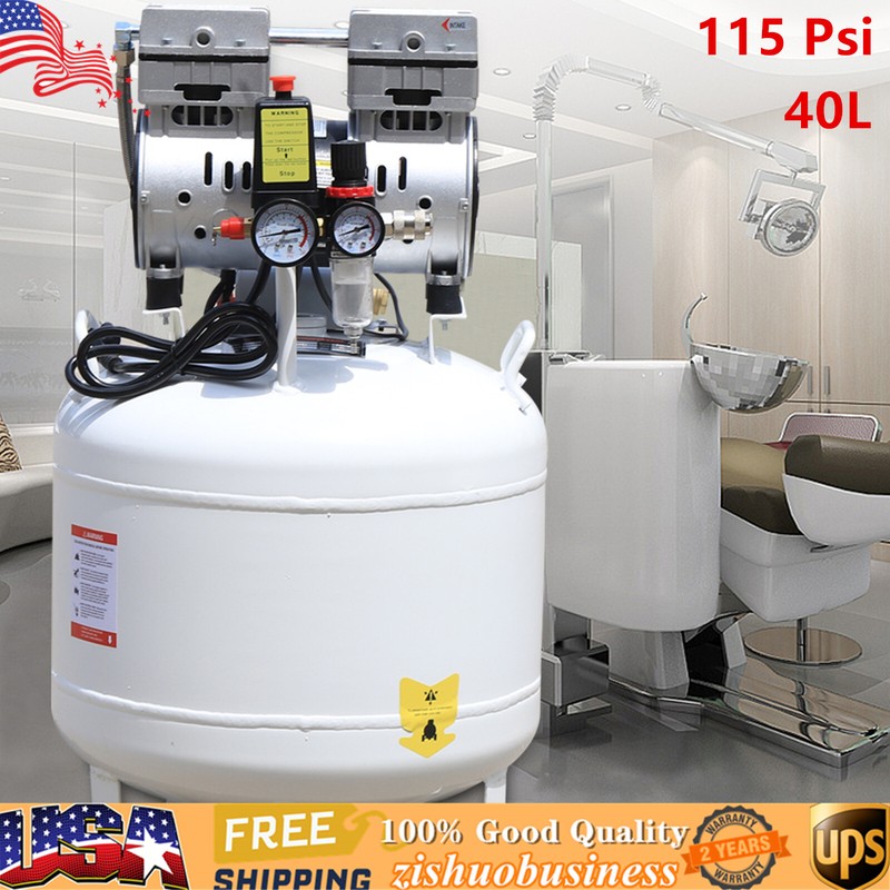 40L Dental Air Compressor Silent Oil Free Oilless Compressor Machine 110V