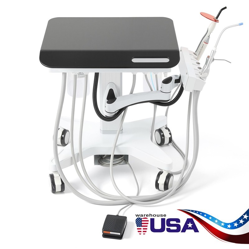 Dental Mobile Delivery Cart Unit System With Curing Light /Silent Air Compressor gallery