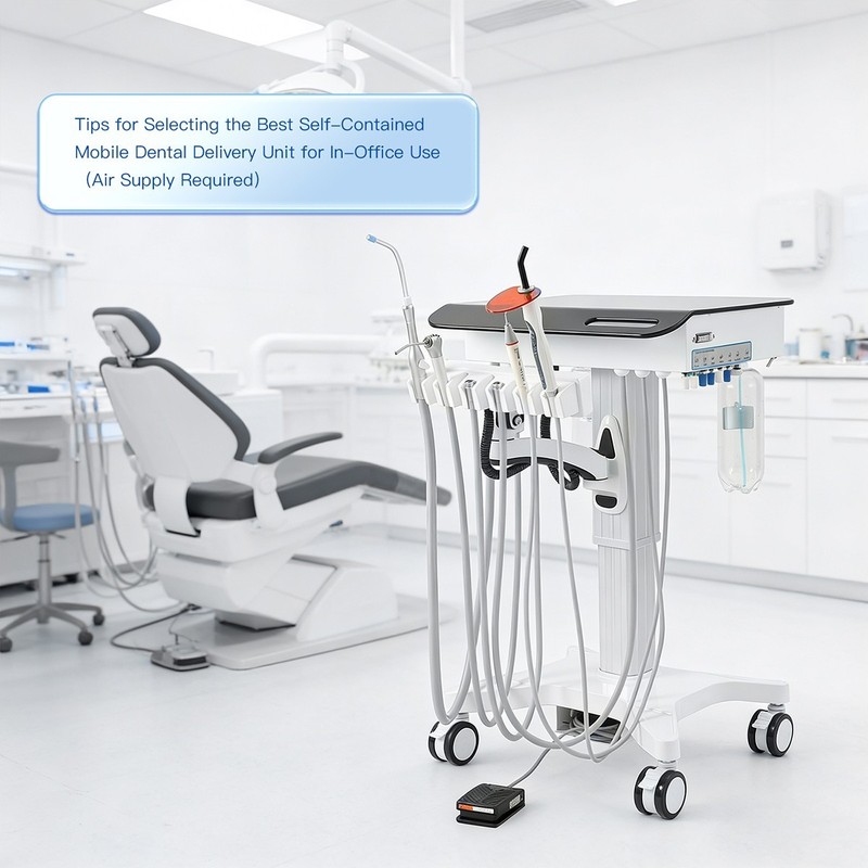 Dental Mobile Delivery Cart Unit System With Curing Light /Silent Air Compressor gallery