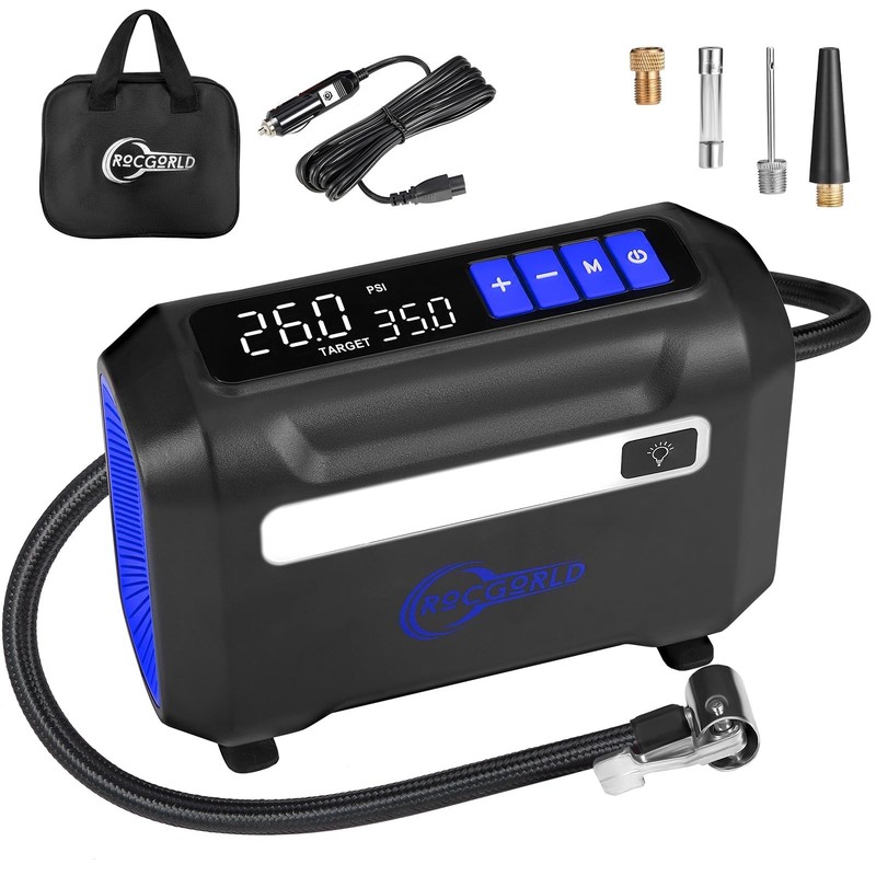 ROCGORLD R8 Tire Inflator Portable Air Compressor, DC 12V Air Compressor Port...