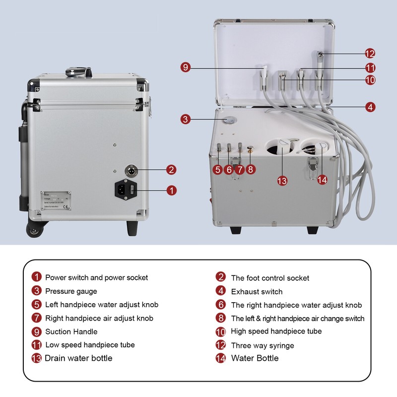 Portable Dental Unit with Air Compressor Surgery Turbine Units 4 Holes US gallery