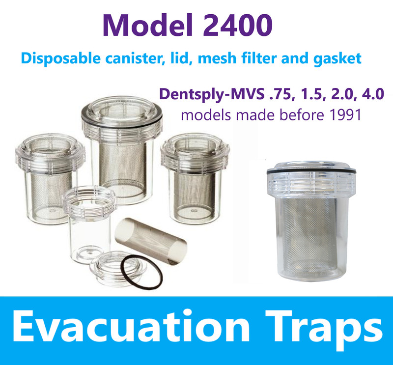 Dental Evacuation Trap 2400 Disposable Canister- Internal Thread, 4-1/2" x 5-1/8