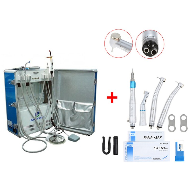 Dental Unit GU-P206+Curing Light+Scaler+PANA MAX High/Low Speed Handpieces 4H CE