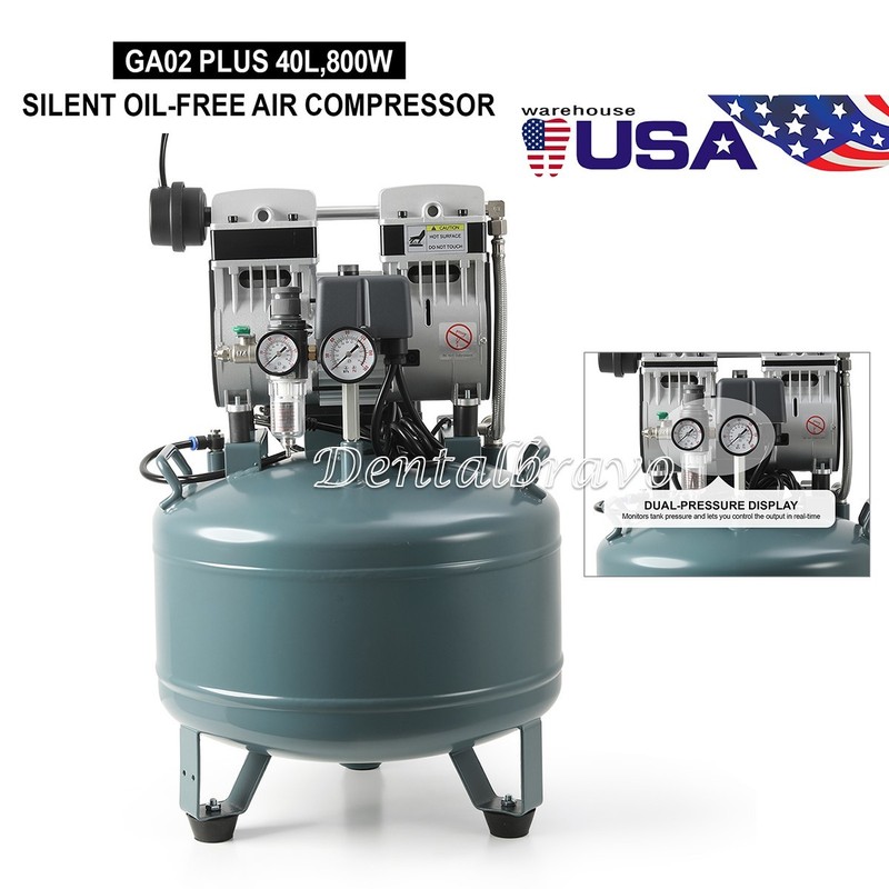 40L Portátil Compresor de aire silencioso médico dental libre de aceite 800W